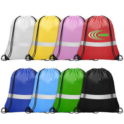 Polyester Reflective Backpack Drawstring Bag