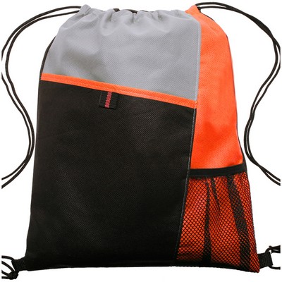Mesh Pocket Drawstring Backpacks