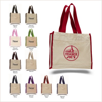 Natural Beige Canvas Gusset Tote Bag