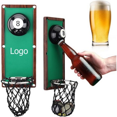 Magnetic Billiard Ball Bottle Opener with Cap Catcher Collector