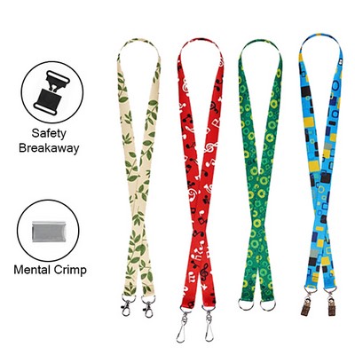 Premium 3/4" Open-Ended Custom Lanyard with Dual Attachments