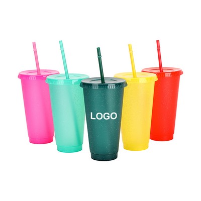 24Oz Glitter Plastic Straw Cup