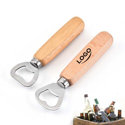 Stainless Steel Bottle Opener With Wooden Handle