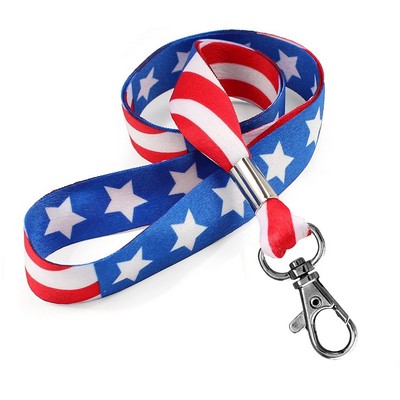3/4" Patriotic Flag Lanyard - USA Made
