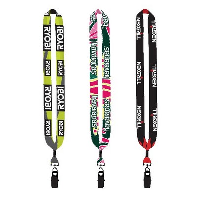 1" Dye Sublimated Lanyard with Metal Crimp & Metal Bulldog Clip