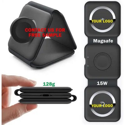 15W Fast Charging Foldable 3" 1 Magnetic Wireless Charger