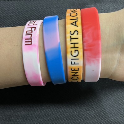 Custom 1/2'' x 8'' Dmbossed Printed Segmented Silicone Wristband