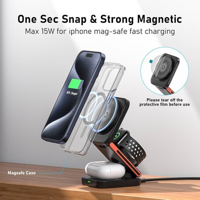 Fast Chaging 15W Multifunction 3-in-1 Wireless Charging Station