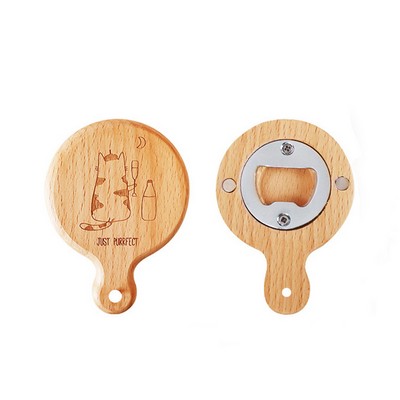 wooden Handle Bottle Opener With Magnet Keychain beer magnetic bottle opener
