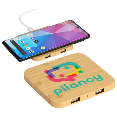 Panda Bamboo 15W Wireless Charger with Dual USB Ports