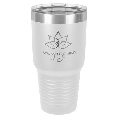 Polar Camel 30 oz. White Vacuum Insulated Ringneck Tumbler with Clear Lid