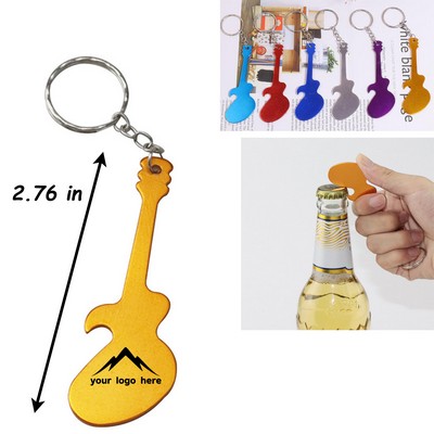 Guitar Shaped Metal Bottle Opener Keychain