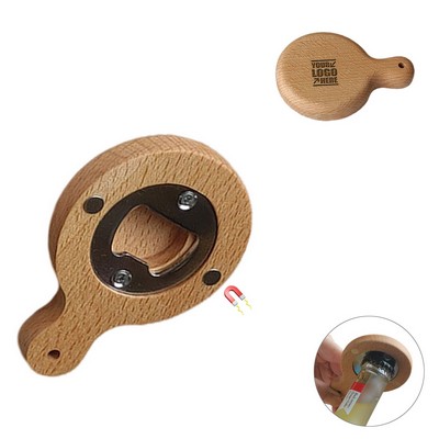 Wooden Handle Bottle Opener w/Magnet